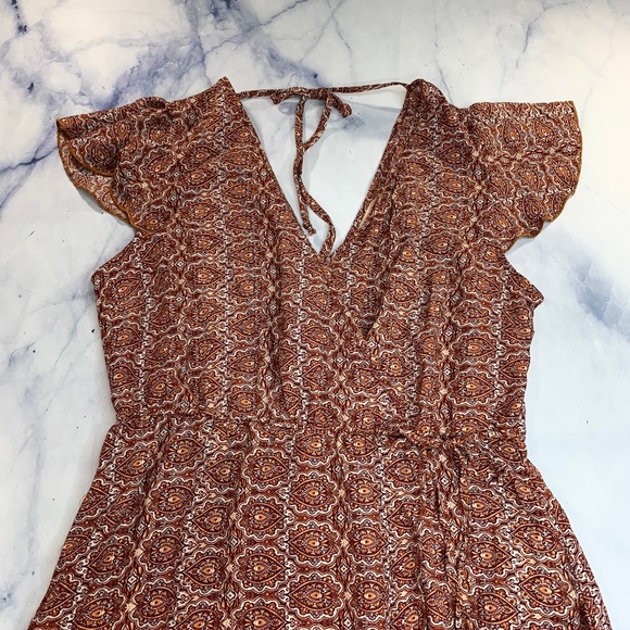 Band Of Gypsies Flutter Boho Wrap Medallion Dress - Picture 8 of 8